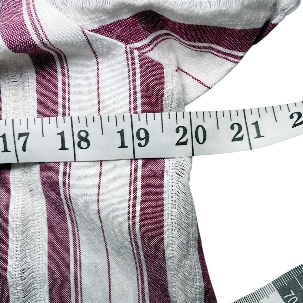 New Directions Burgandy & White Striped Short Sleeve Top - Picture 9 of 12